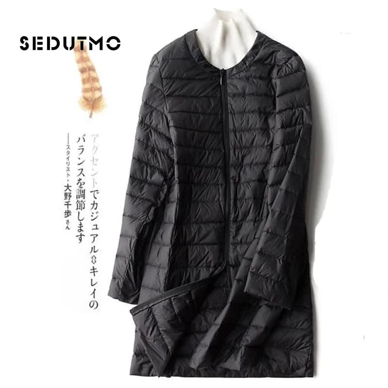 SEDUTMO Winter  Womens Down Jackets Ultra Light Duck Down Coat Long Puffer