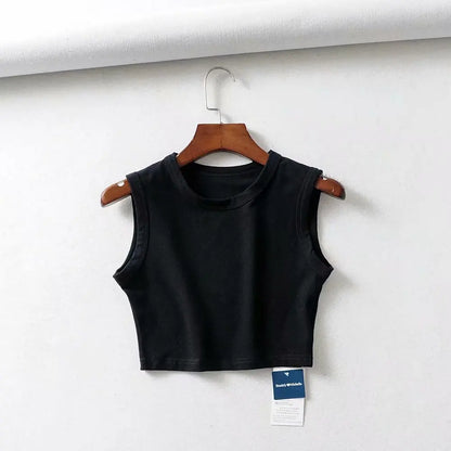 Summer Shirt Casual Sexy Black Crop  TankTop Underwear Women Clothes 2023