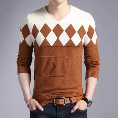 DIMUSI Winter Mens Pullover Turtleneck Casual V-Neck Clothing 3XL