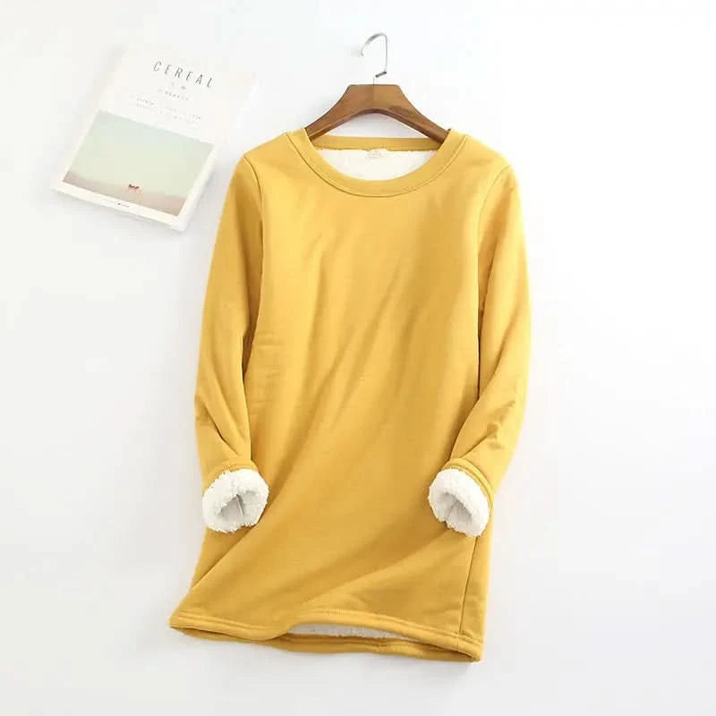 Winter Plus Velvet Long Sleeve Shirt Women Warm Thick T Shirt