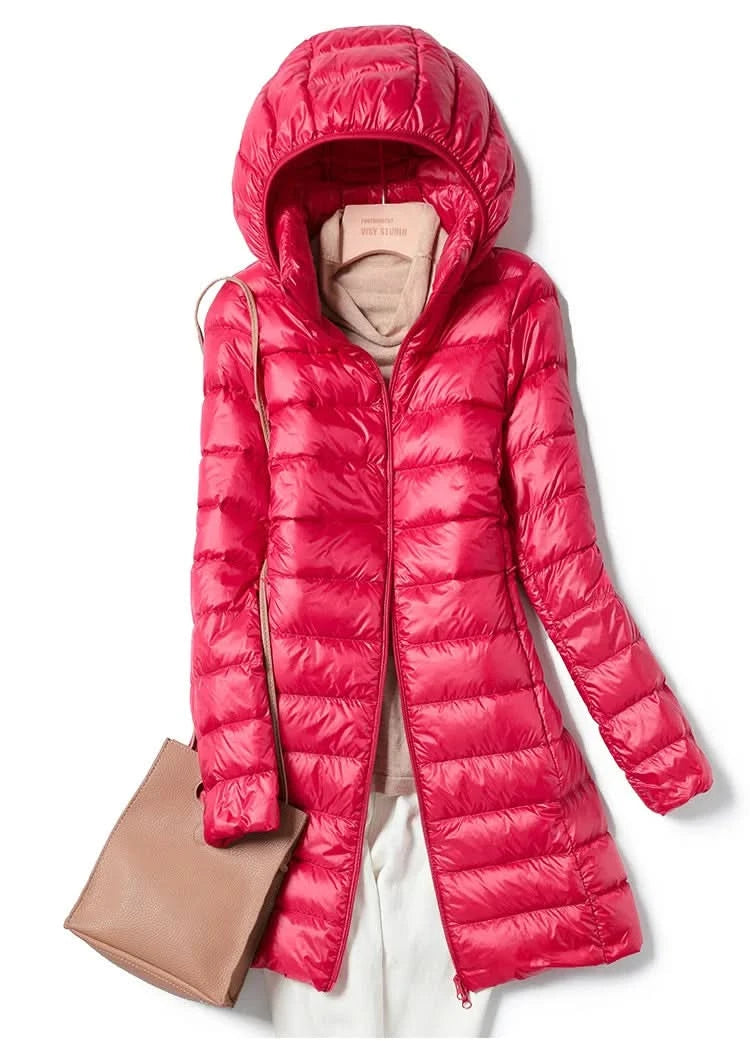 SEDUTMO Winter Womens Down Jackets Long Ultra Light Thin Casual Coat