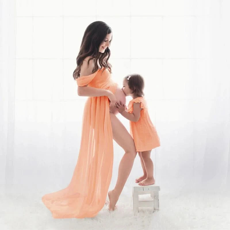 Shoulderless Maternity Dress for Photography Sexy Front Split Pregnancy Dresses