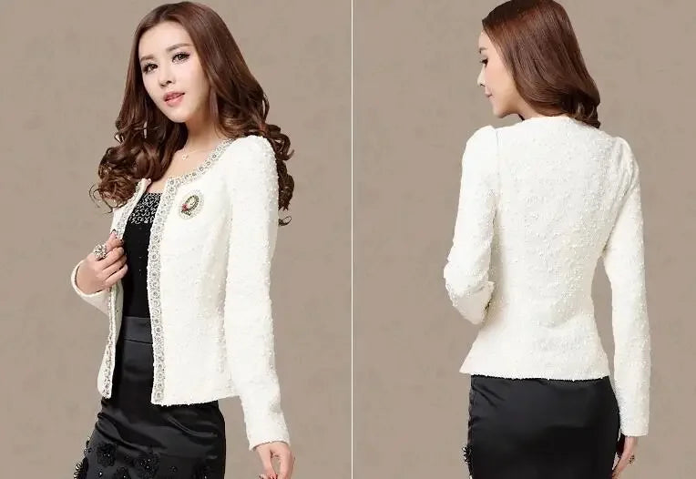 Fashion Women Jacket Winter Black White Coat Long Sleeve