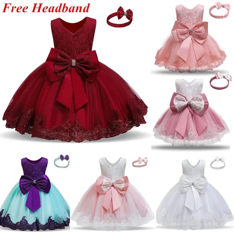 Kids Flower Girls Dresses Pageant Vestidos Bebes Lace Girl Party Dress