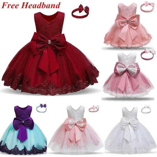 Kids Flower Girls Dresses Pageant Vestidos Bebes Lace Girl Party Dress