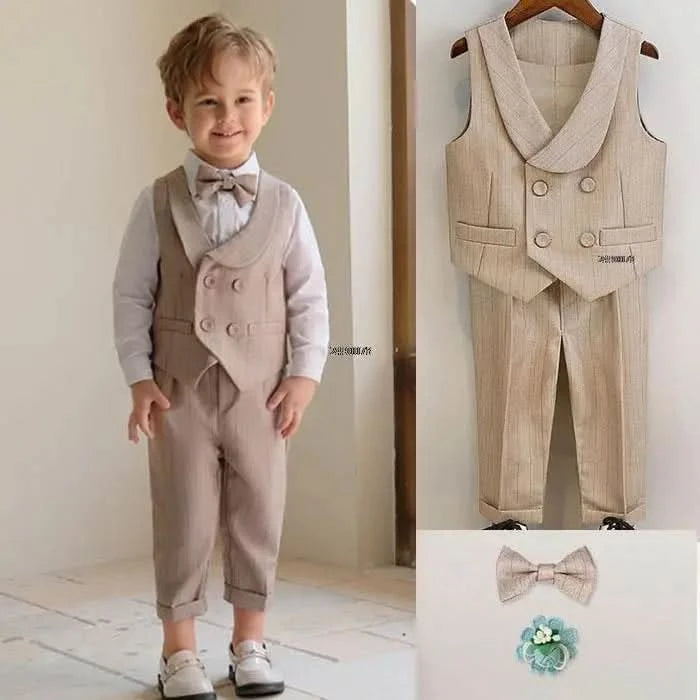 Boys Formal Khaki Tuxedo Dress Birthday Gift Set Costume