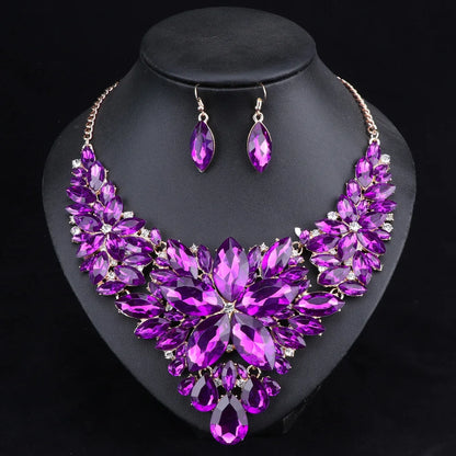 Fashion Crystal Jewelry Sets Bridal Necklace Earrings Sets Wedding Party