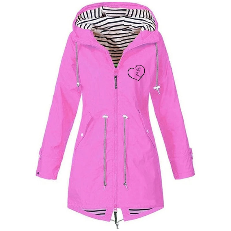 Women Waterproof Hooded Jackets Outdoor Hiking Clothes Lightweight Raincoat