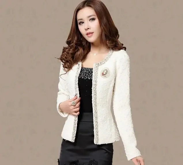 Fashion Women Jacket Winter Black White Coat Long Sleeve