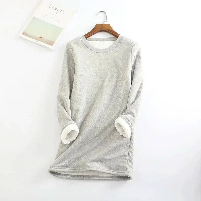 Winter Plus Velvet Long Sleeve Shirt Women Warm Thick T Shirt