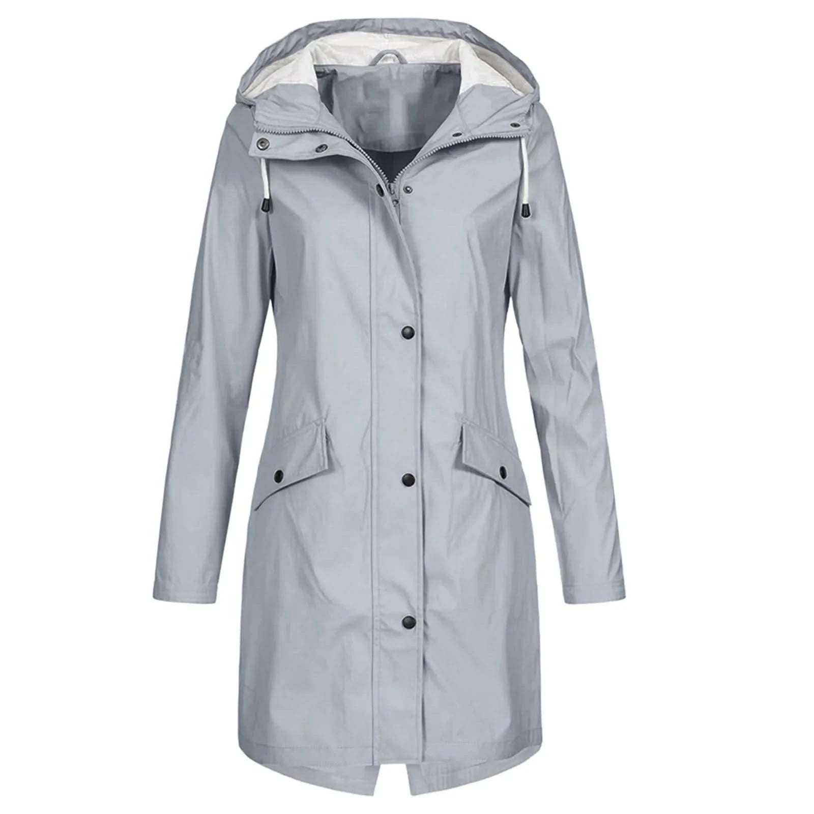 Raincoat Women'S Zipper Waterproof Raincoat Jacket Lightweight Rain Jacket