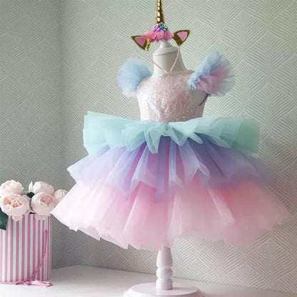 Kids Clothes Summer Fashion Unicorn Rainbow Dress Clothes Sets