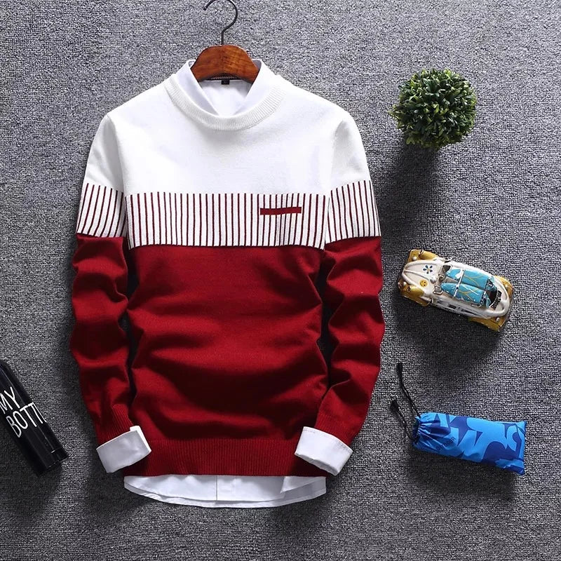 New Autumn Pullovers Men Fashion Stripe Causal Knitted Sweaters