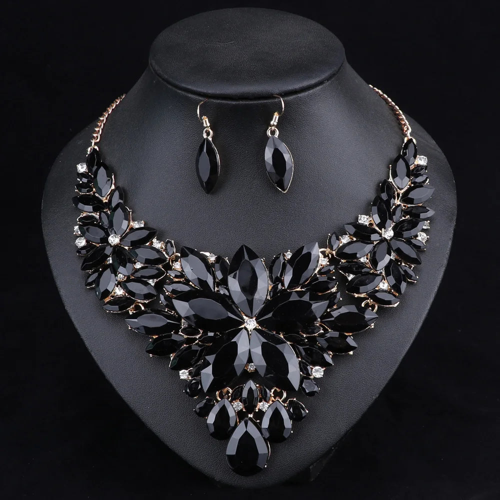 Fashion Crystal Jewelry Sets Bridal Necklace Earrings Sets Wedding Party