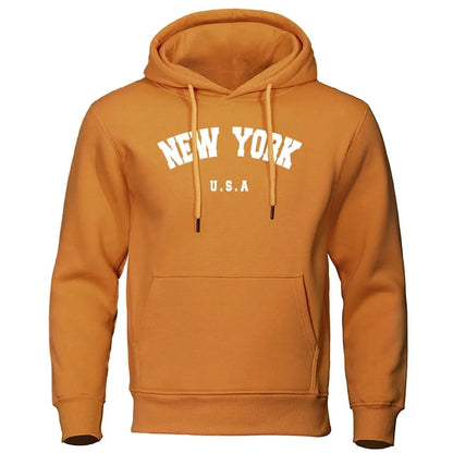 U.S.A NEW YORK City Printed Sweatshirt Fleece Pullovers Oversized Men Hoodies