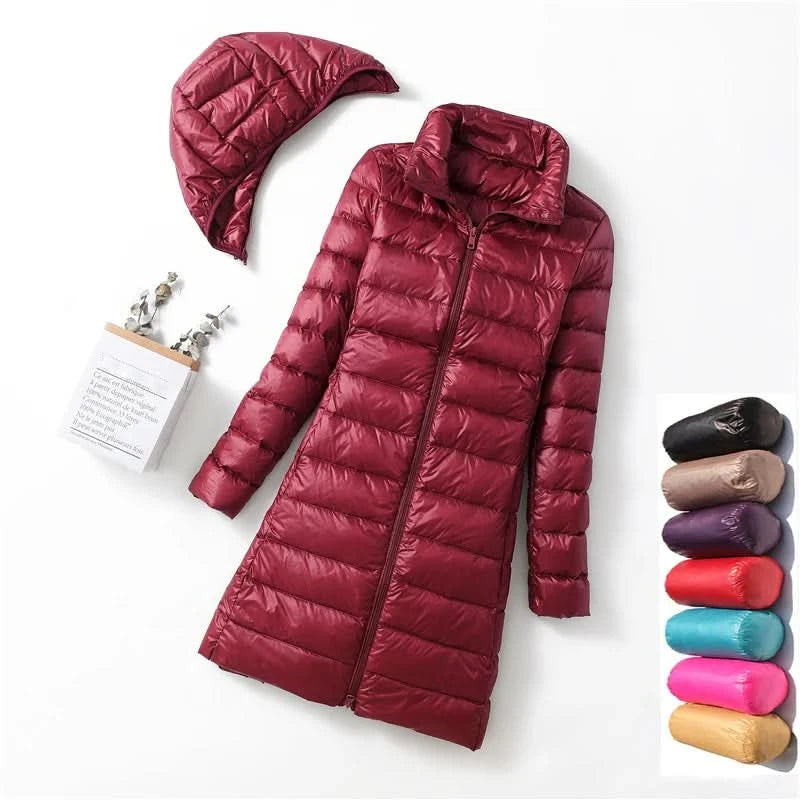 Winter Jackets Womens Duck Down Jackets Long Ultra Light Thin Puffer Jacket