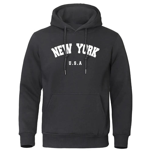 U.S.A NEW YORK City Printed Sweatshirt Fleece Pullovers Oversized Men Hoodies