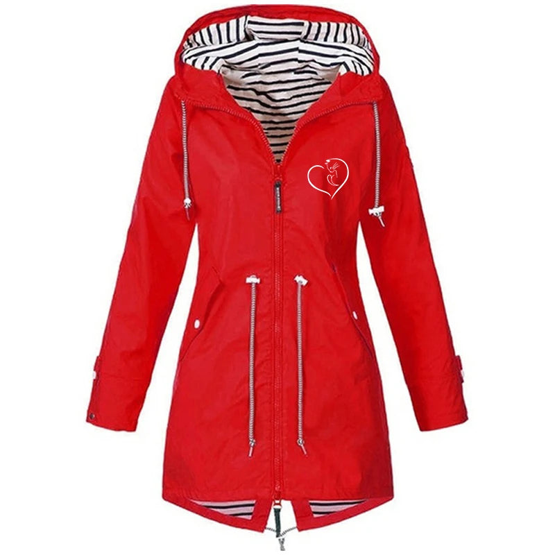 Women Waterproof Hooded Jackets Outdoor Hiking Clothes Lightweight Raincoat