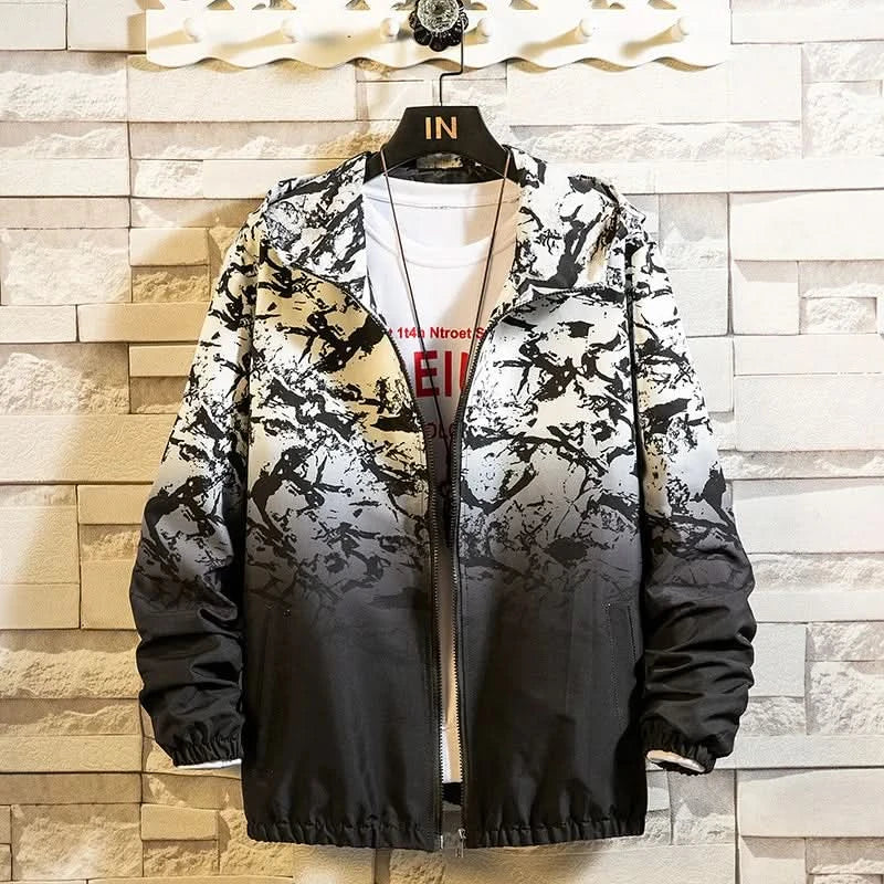 Women's Hooded Jackets Coats New Spring Fashion Print Windbreaker