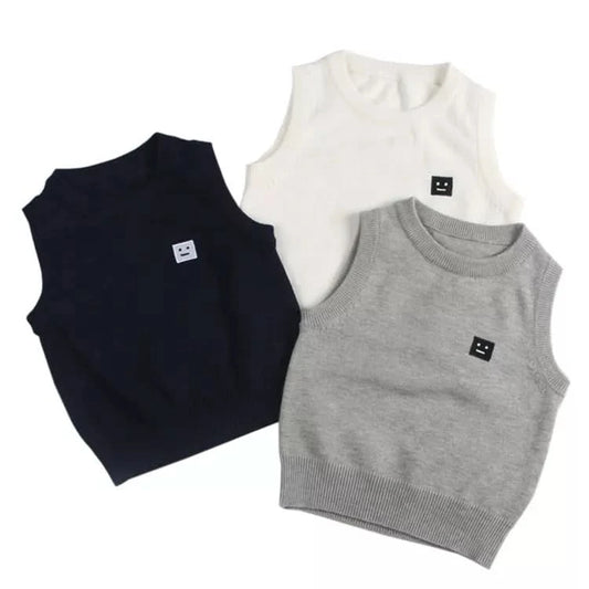 Children Vests Sweaters Cotton Top Quality Sleeveless O-Neck Pullover Knitting