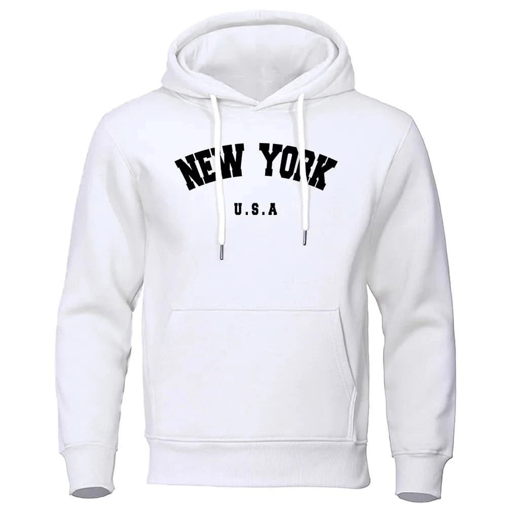 U.S.A NEW YORK City Printed Sweatshirt Fleece Pullovers Oversized Men Hoodies