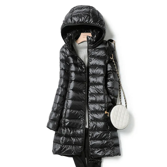 SEDUTMO Winter Womens Down Jackets Long Ultra Light Thin Casual Coat