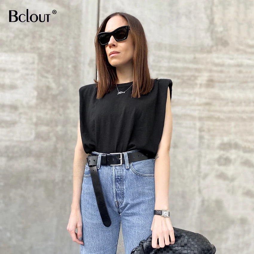 Bclout Spring Summer Sleeveless Loose Top Women Fashion O Neck Tank Top