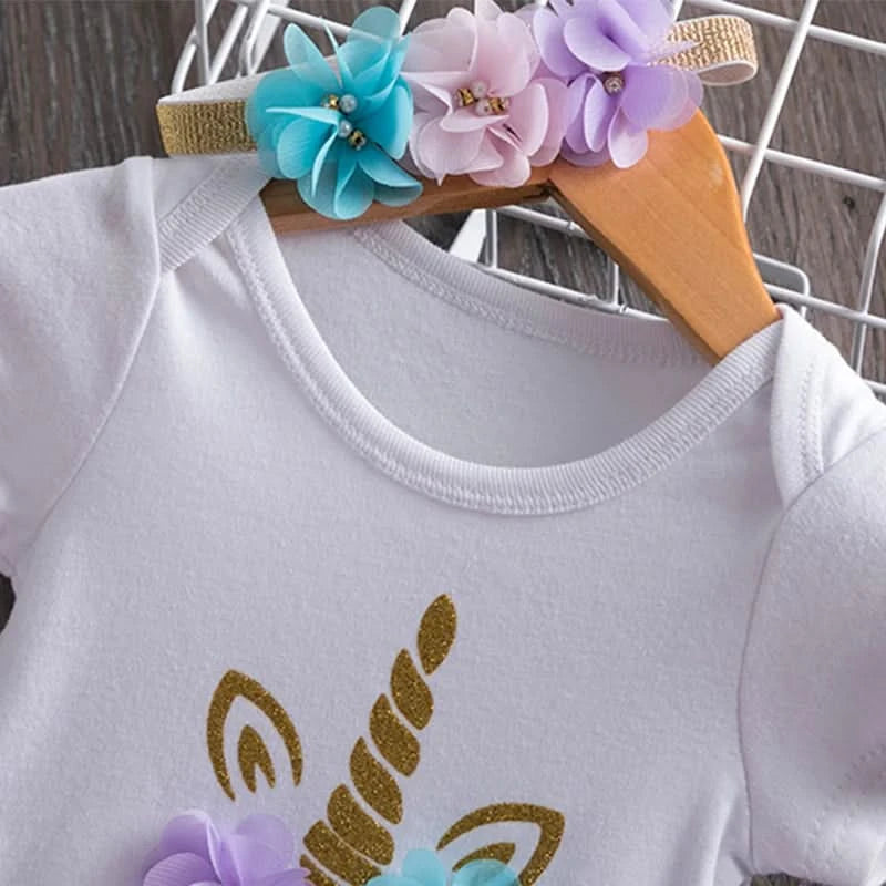 Children's T-Shirt Children Toddler Unicorn Party Tee Tops Clothing Short Tees