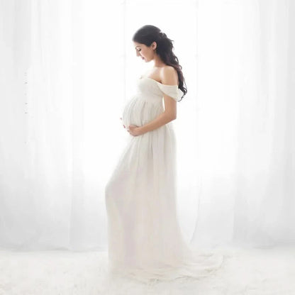 Shoulderless Maternity Dress for Photography Sexy Front Split Pregnancy Dresses