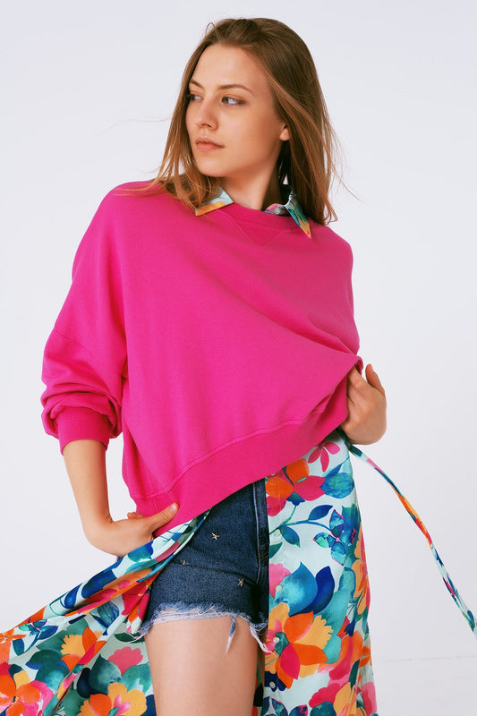 Basic Sweatshirt in Fucshia