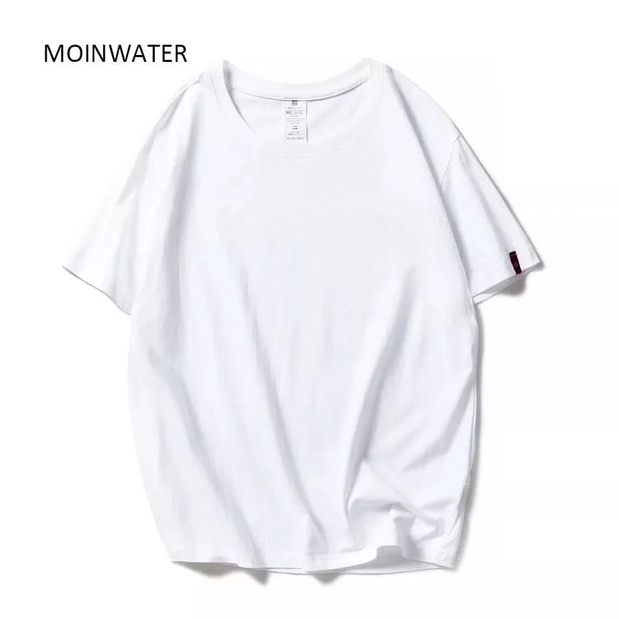 MOINWATER New Women Black White Lady Solid Cotton Tees Short Sleeve T Shirts