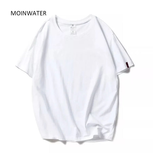 MOINWATER New Women Black White Lady Solid Cotton Tees Short Sleeve T Shirts