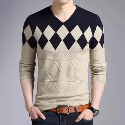 DIMUSI Winter Mens Pullover Turtleneck Casual V-Neck Clothing 3XL