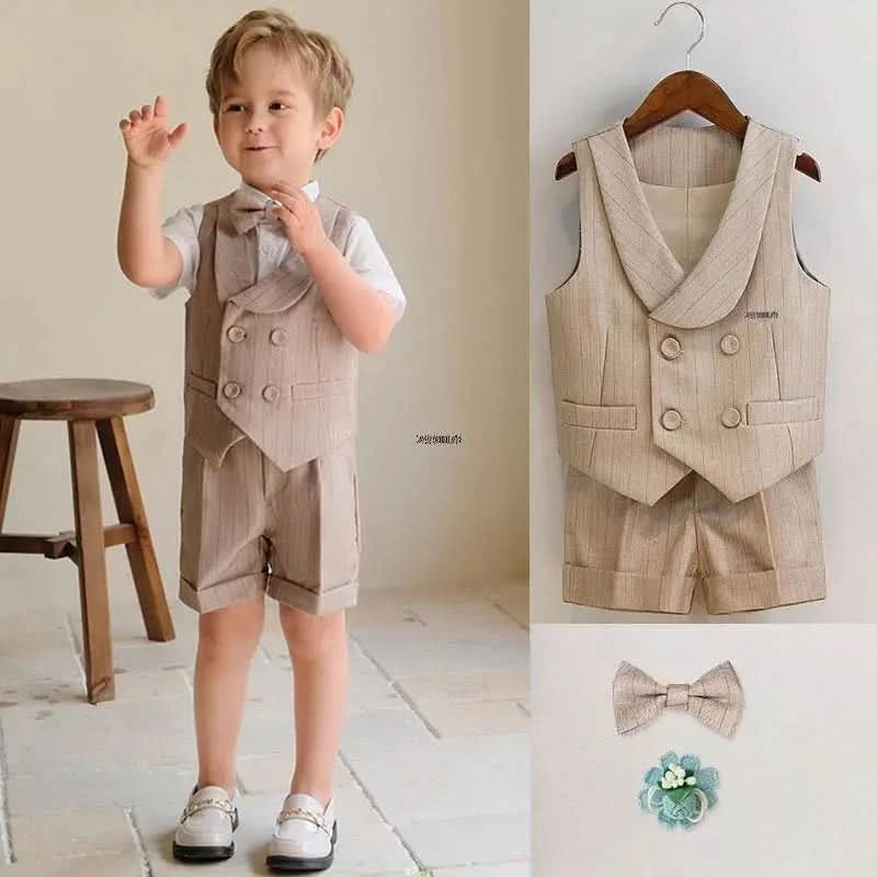 Boys Formal Khaki Tuxedo Dress Birthday Gift Set Costume