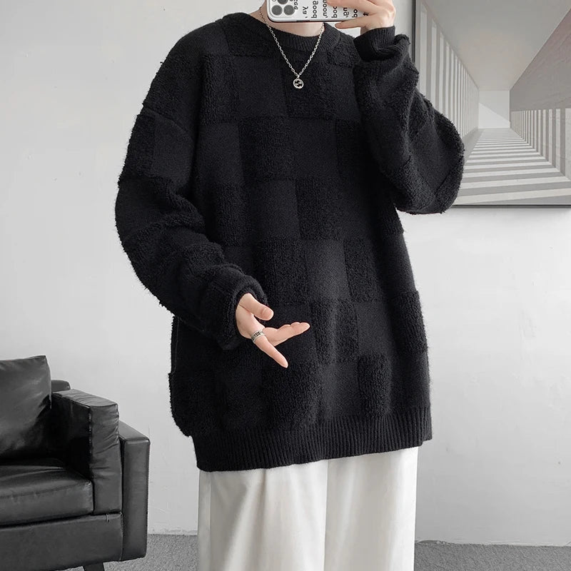 Fashion Mens Sweaters Woolen Streetwear Knitted Pullovers Size M-8xl