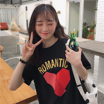 T-Shirts Women Printed Korean Style All-Match Trendy Simple Womens