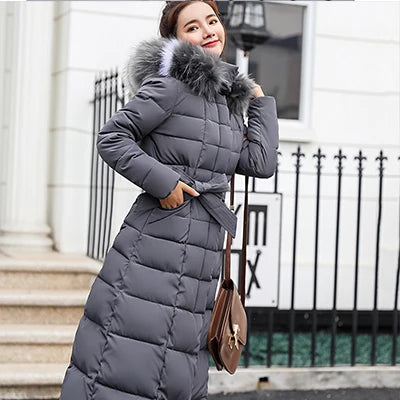 Isiksus Padded Winter 3XL Size Long Quilted Black Hooded Fur Coat Jacket