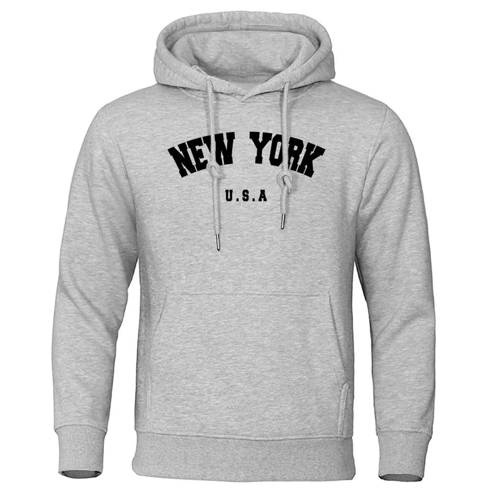 U.S.A NEW YORK City Printed Sweatshirt Fleece Pullovers Oversized Men Hoodies