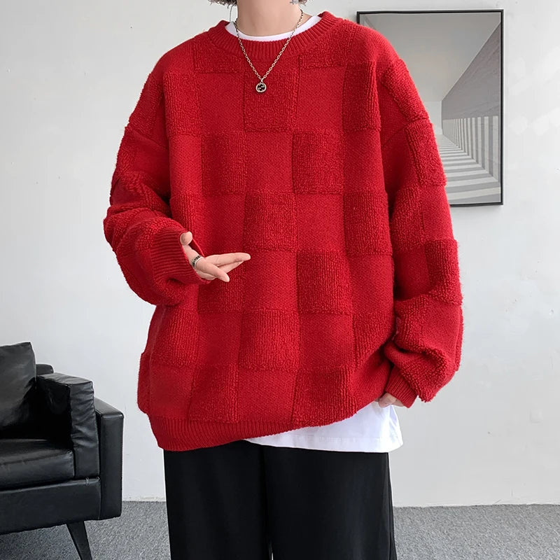 Fashion Mens Sweaters Woolen Streetwear Knitted Pullovers Size M-8xl