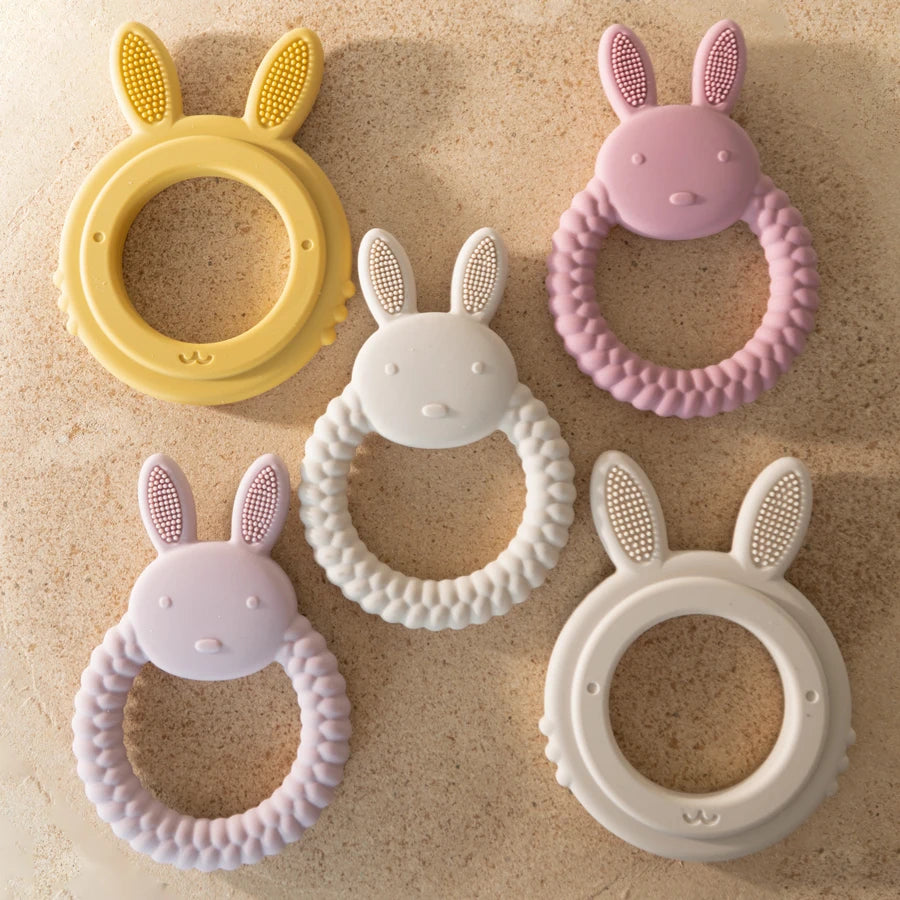 1Pcs Baby Teether Silicone Toy BPA Free Cartoon Rabbit Nursing