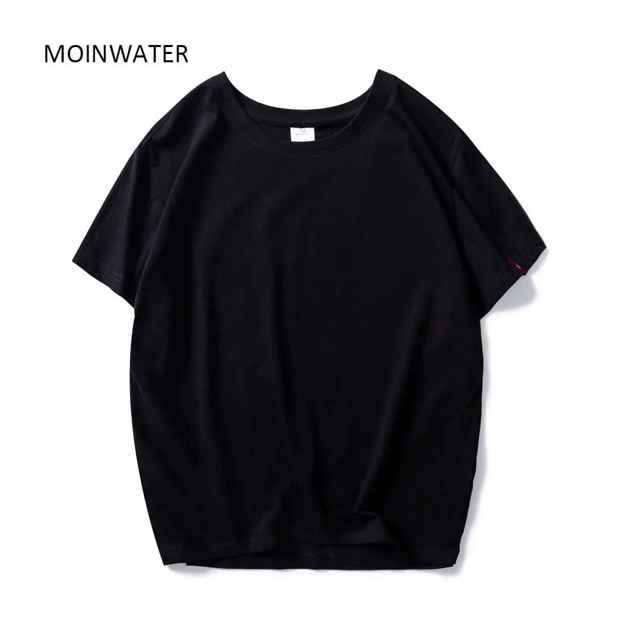 MOINWATER New Women Black White Lady Solid Cotton Tees Short Sleeve T Shirts