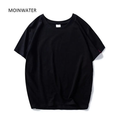 MOINWATER New Women Black White Lady Solid Cotton Tees Short Sleeve T Shirts