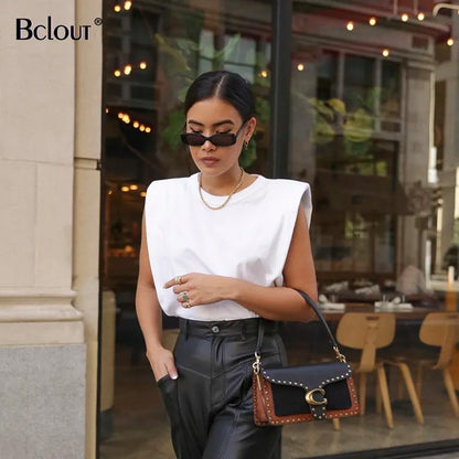 Bclout Spring Summer Sleeveless Loose Top Women Fashion O Neck Tank Top