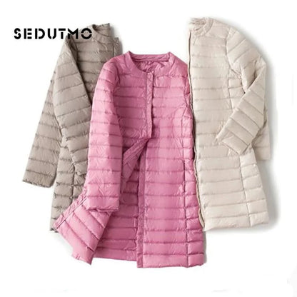 SEDUTMO Winter  Womens Down Jackets Ultra Light Duck Down Coat Long Puffer