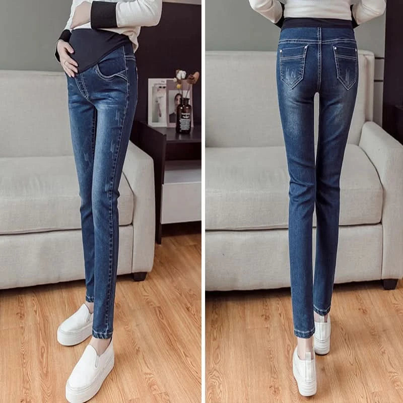 Emotion Moms Maternity Jeans for Pregnant Women Pregnancy Winter Warm Denim