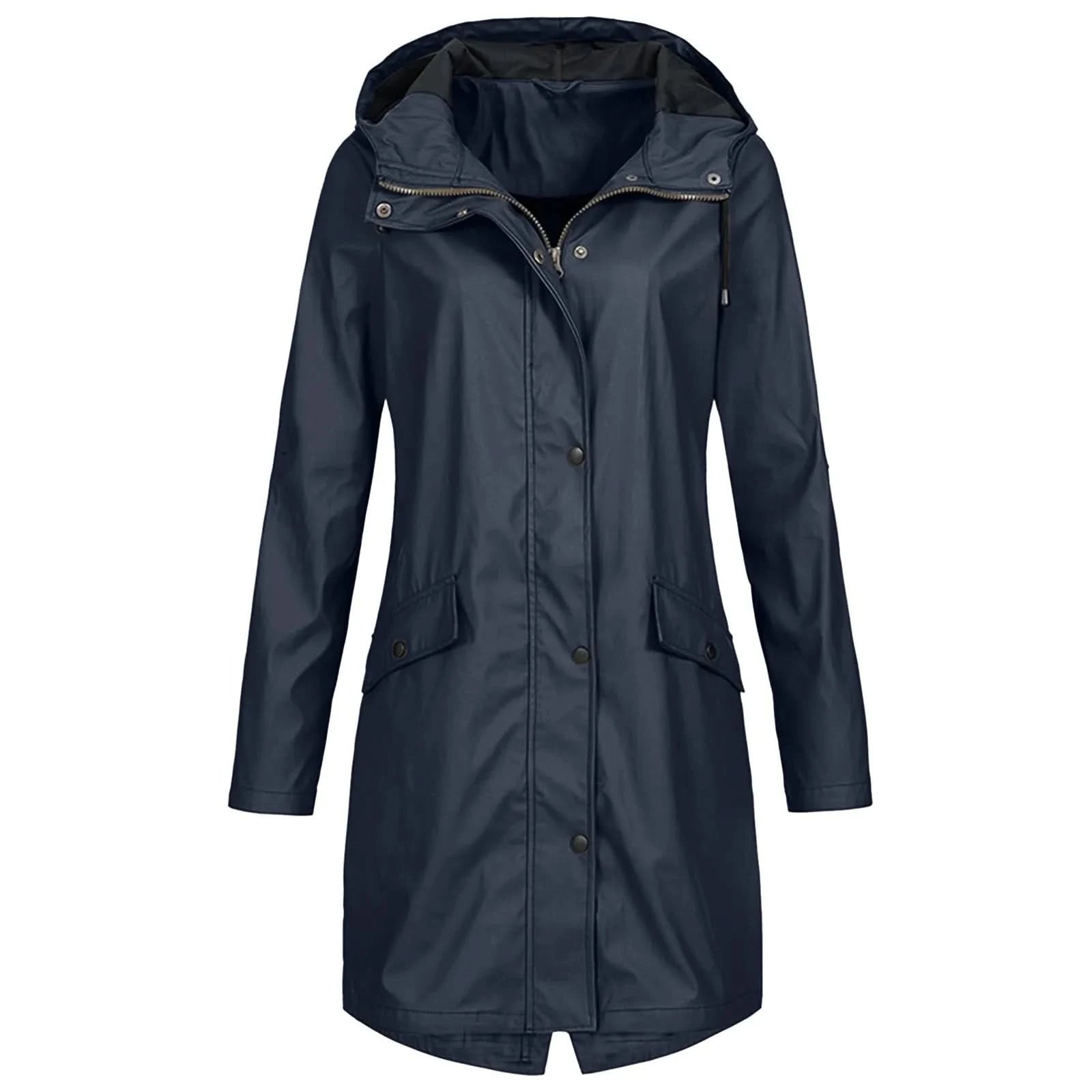 Raincoat Women'S Zipper Waterproof Raincoat Jacket Lightweight Rain Jacket