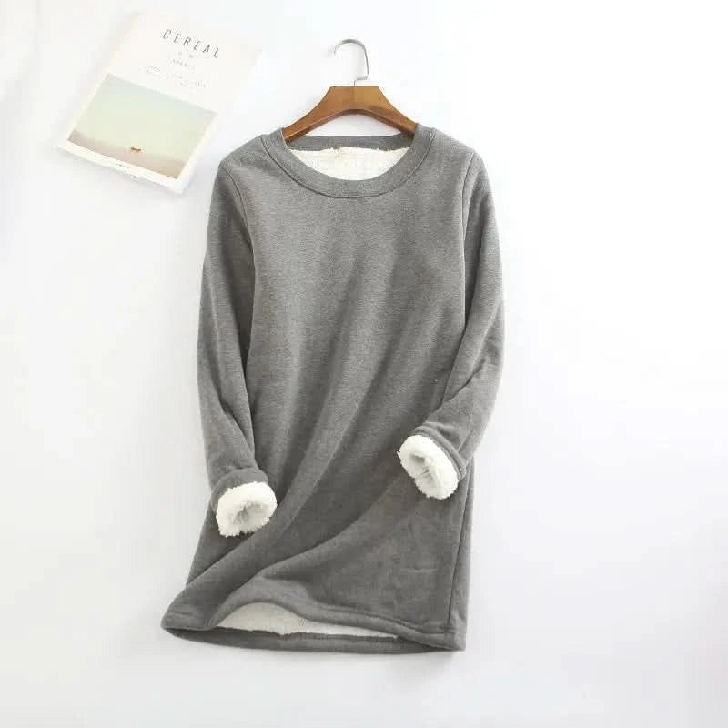 Winter Plus Velvet Long Sleeve Shirt Women Warm Thick T Shirt