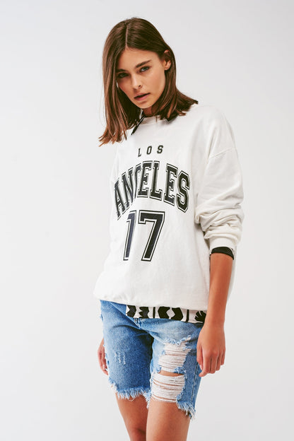 Oversized Sweat With Los Angeles Text in White