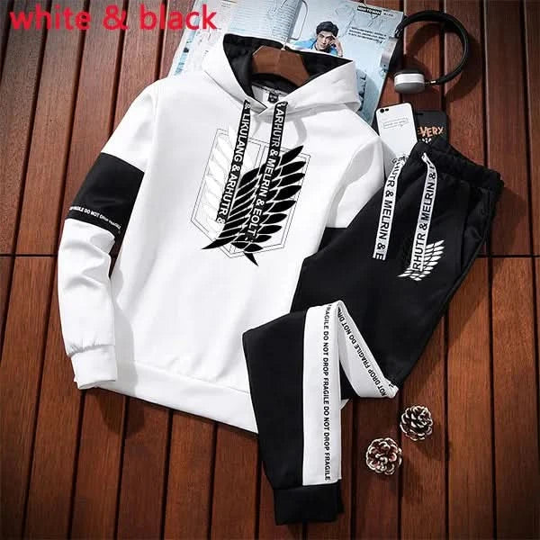 Casual Men Clothes Streetwear 2 Pieces Set Printed Tracksuit Mens Pullover