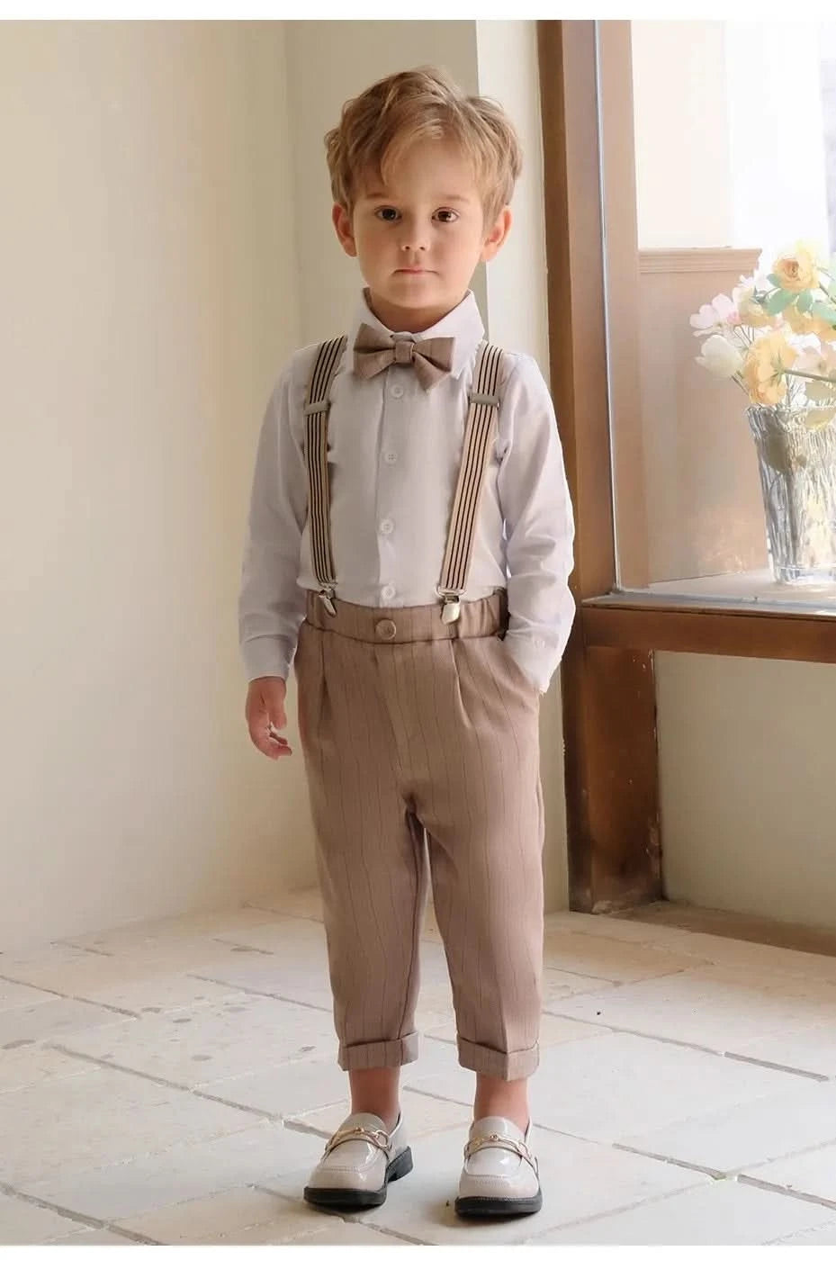 Boys Formal Khaki Tuxedo Dress Birthday Gift Set Costume